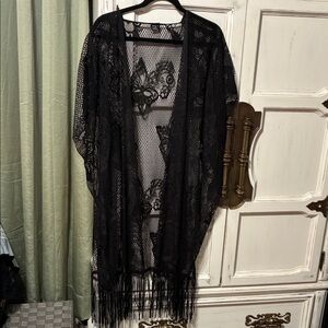 Elegant Black Lace Kimono
